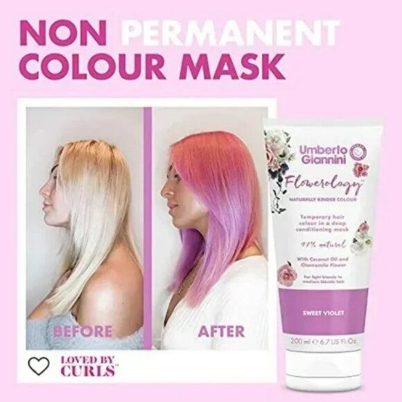 *3 FOR $9* Umberto Giannini Flowerology Temporary Hair Color Mask Sweet Violet - Picture 4 of 4